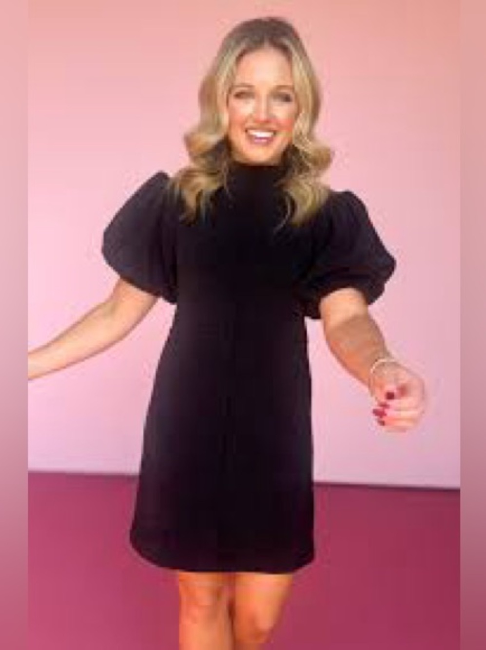 THML Black Tweed Puff Sleeve Mini Dress Size Large